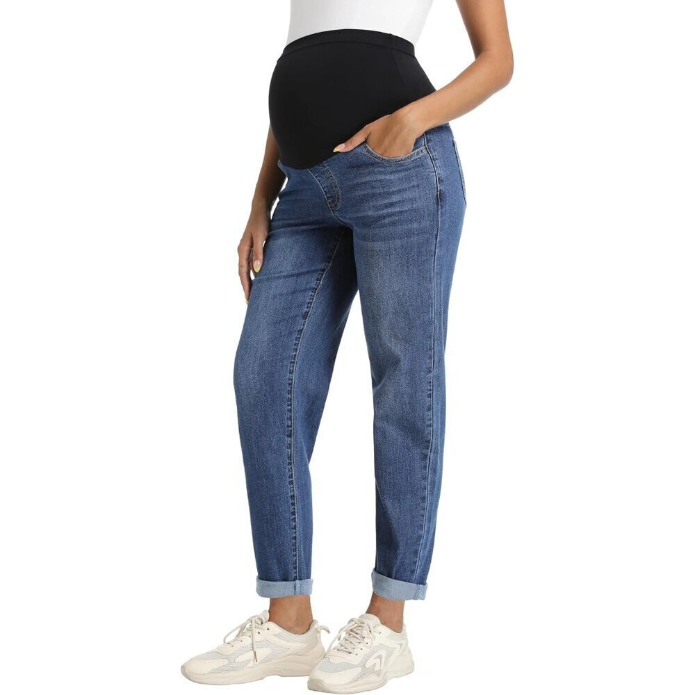 Women's Maternity Jeans Stretchy High Waist Boyfriend Denim Pants